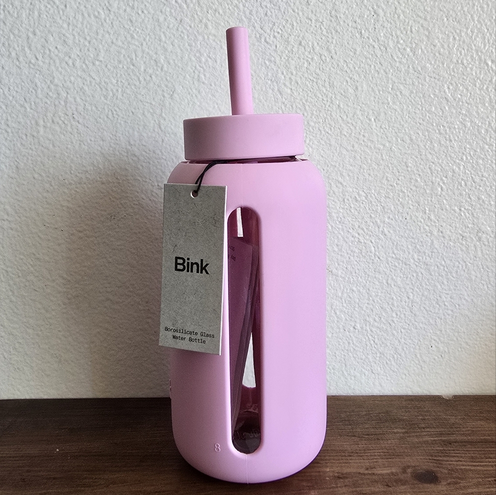 Bink Pink Glass Water Bottle 27 Ounces
